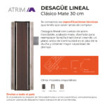 Desagüe Lineal Atrim Aqua Clásico 30 cm Acero Inoxidable Mate - Imagen 3