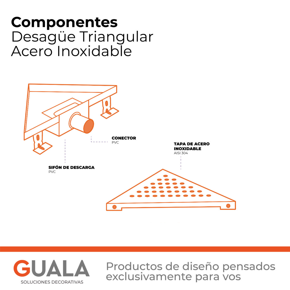 Desagüe Triangular Atrim Aqua Inca 25 cm Acero Inoxidable - Imagen 5