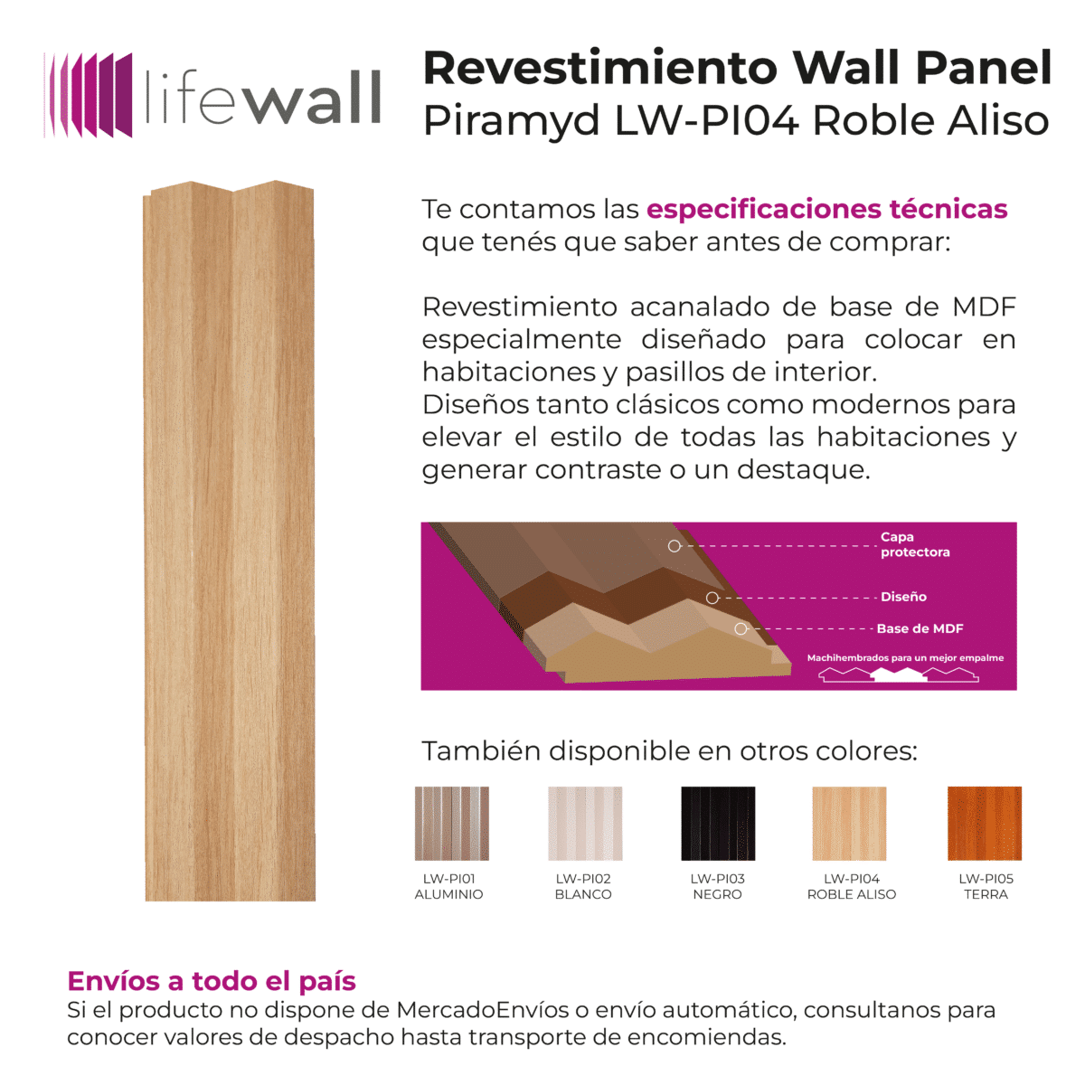 Wall Panel Características Roble Aliso