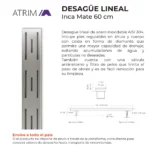 Desagüe Lineal Atrim Aqua Inca 60 cm Acero Inoxidable Mate - Imagen 5
