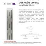 Desagüe Lineal Atrim Aqua Inca 30 cm Acero Inoxidable Mate - Imagen 5