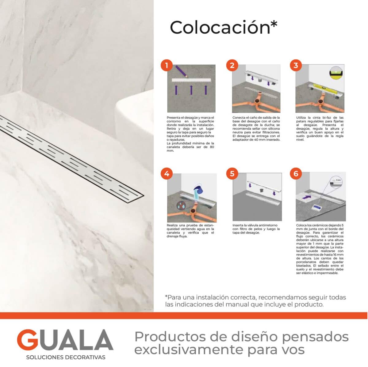 Desagüe Lineal Atrim Aqua Inca 70 cm Acero Inoxidable Mate - Imagen 8