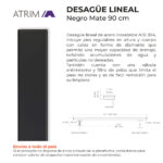 Desagüe Lineal Atrim Aqua Negro 90 cm Acero Inoxidable Mate - Imagen 5