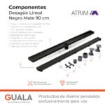 Desagüe Lineal Atrim Aqua Negro 90 cm Acero Inoxidable Mate - Imagen 7
