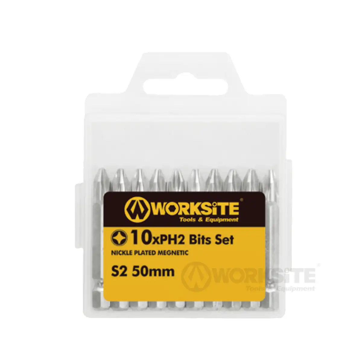 WPH250 (1) Set de 10 Puntas Phillips Cruz 50mm Worksite Niquel Mangético - Imagen 1