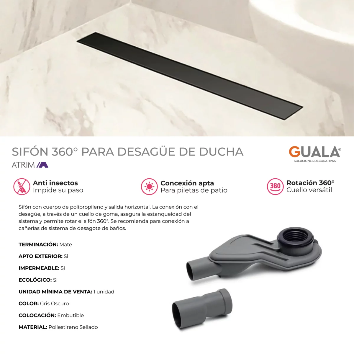 Sifón 360° para Desagües de Ducha Atrim - Imagen 3