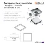 Desagüe Cuadrado Atrim 2 en 1 Aqua Series 15cm - Imagen 5