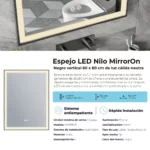 Espejo LED Rectangular Nilo Negro Vertical MirrorOn 60x80 cm Luz Cálida - Imagen 8