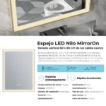 Espejo LED Rectangular Nilo Dorado Vertical MirrorOn 60x80 cm Luz Cálida - Imagen 8