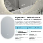 Espejo LED Rectangular Brio Pastilla Vertical MirrorOn 100x60 cm Luz Cálida - Imagen 8