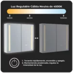 Botiquin para baño con Espejo LED Nova MirrorOn 80x70 cm Luz Cálida - Imagen 6